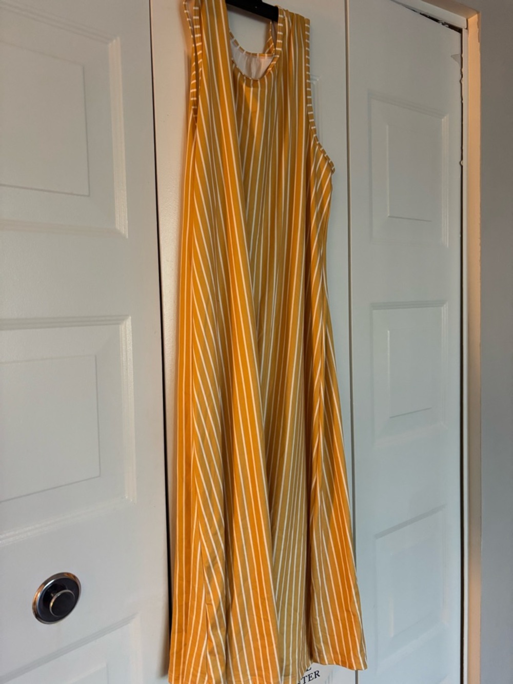 SHEIN Yellow and White Striped Asymmetrical Maxi Dress
